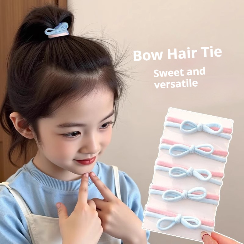 ผ้าผูกผมโบว์คู่สำหรับเด็กผู้หญิง - ยืดหยุ่นมีสีสันสดใส ไม่ทำให้ผมเสียหาย
