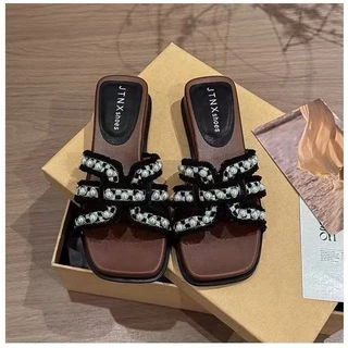 One for all พร้อมส่งจากไทย TX702 รองเท้าแตะมุกเปิดนิ้วเท้า หนา4CM พื้นนิ่ม กันลื่น ใส่สบาย ฤดูร้อน สำหรับผู้หญิง