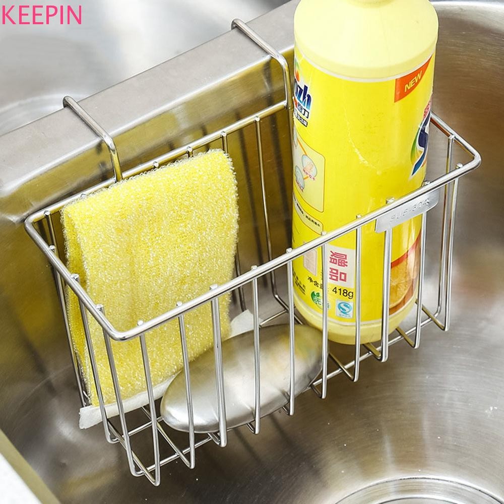 KEEPIN ที่วางฟองน้ําแขวนทนทานป้องกันสนิมอ่างล้างจานอุปกรณ์เสริมตะกร้าขยะ Drainer Rack