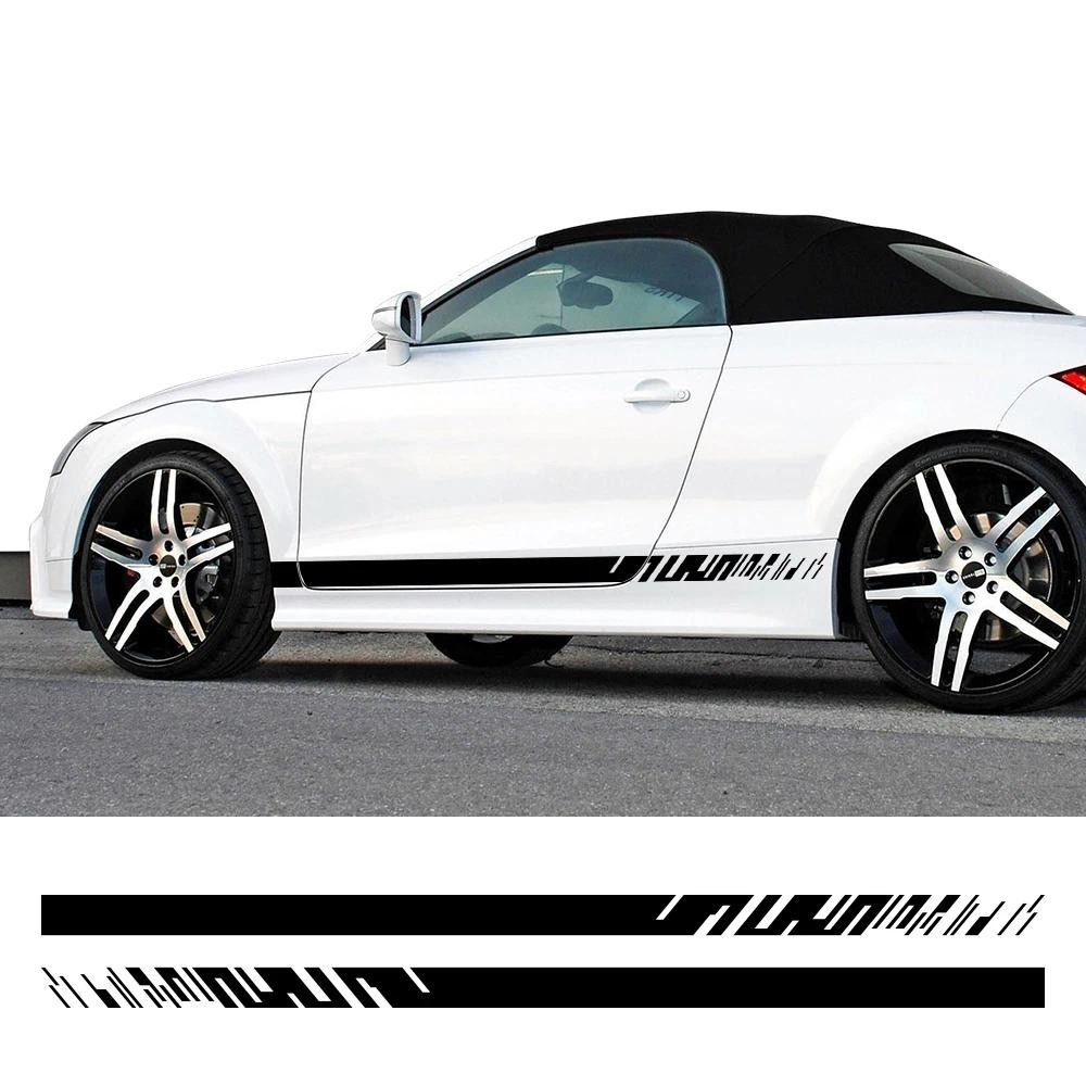 2pcs รถด้านข้างสติกเกอร์ Racing Auto Body DIY Wrap จัดแต่งทรงผมกีฬา Decal สําหรับ Audi TT 8N MK1 MK2