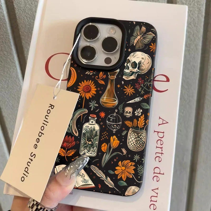 ฮาโลวีนที่สวยงาม Skull รูปแบบบุคลิกภาพแนวโน้มสําหรับ iPhone 15 16 11 13 12 14 Pro Max 16e 7 8 Plus X XS XR ฝาครอบ