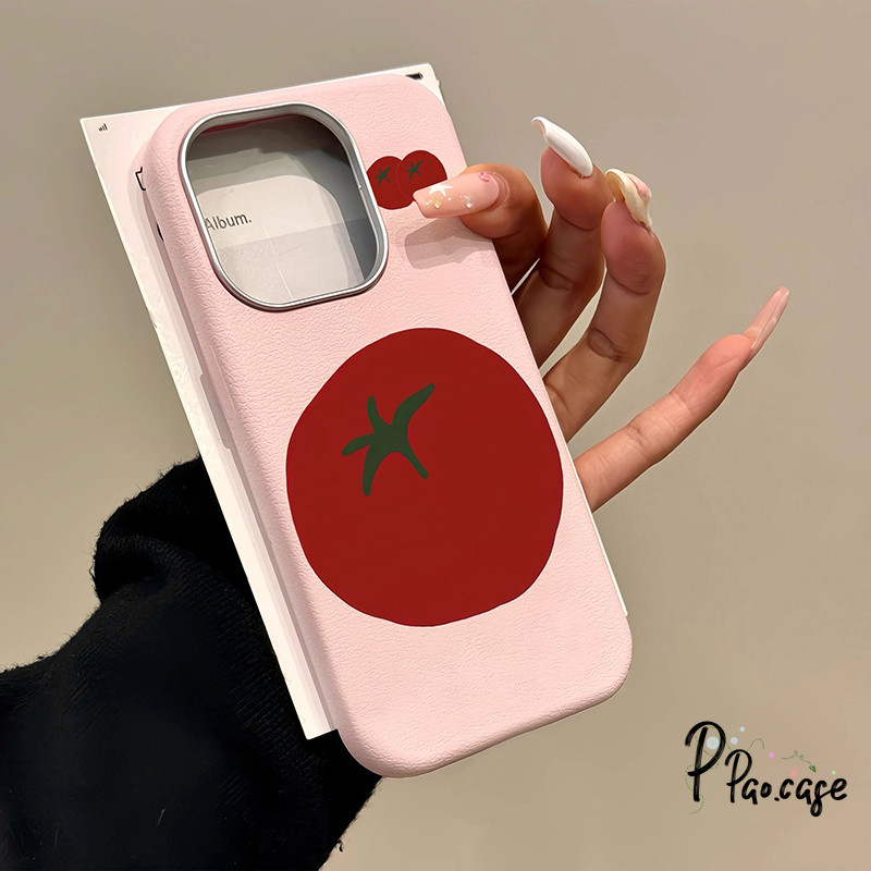 เคสไอโฟน 11 สำหรับ IPhone 15 13 11 16 14 12 Pro Max 15 14 16 6 6S Plus XR XS X เคสหนังนิ่มลายมะเขือเทศลายการ์ตูนสีแดง