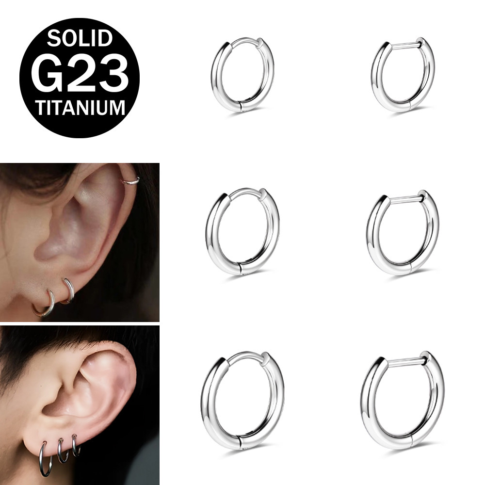 ต่างหูไทเทเนียมสำหรับการเจาะลักษณะ Helix และ Conch ขนาด 8-12 มม. เหมาะสำหรับทั้งผู้หญิงและผู้ชาย