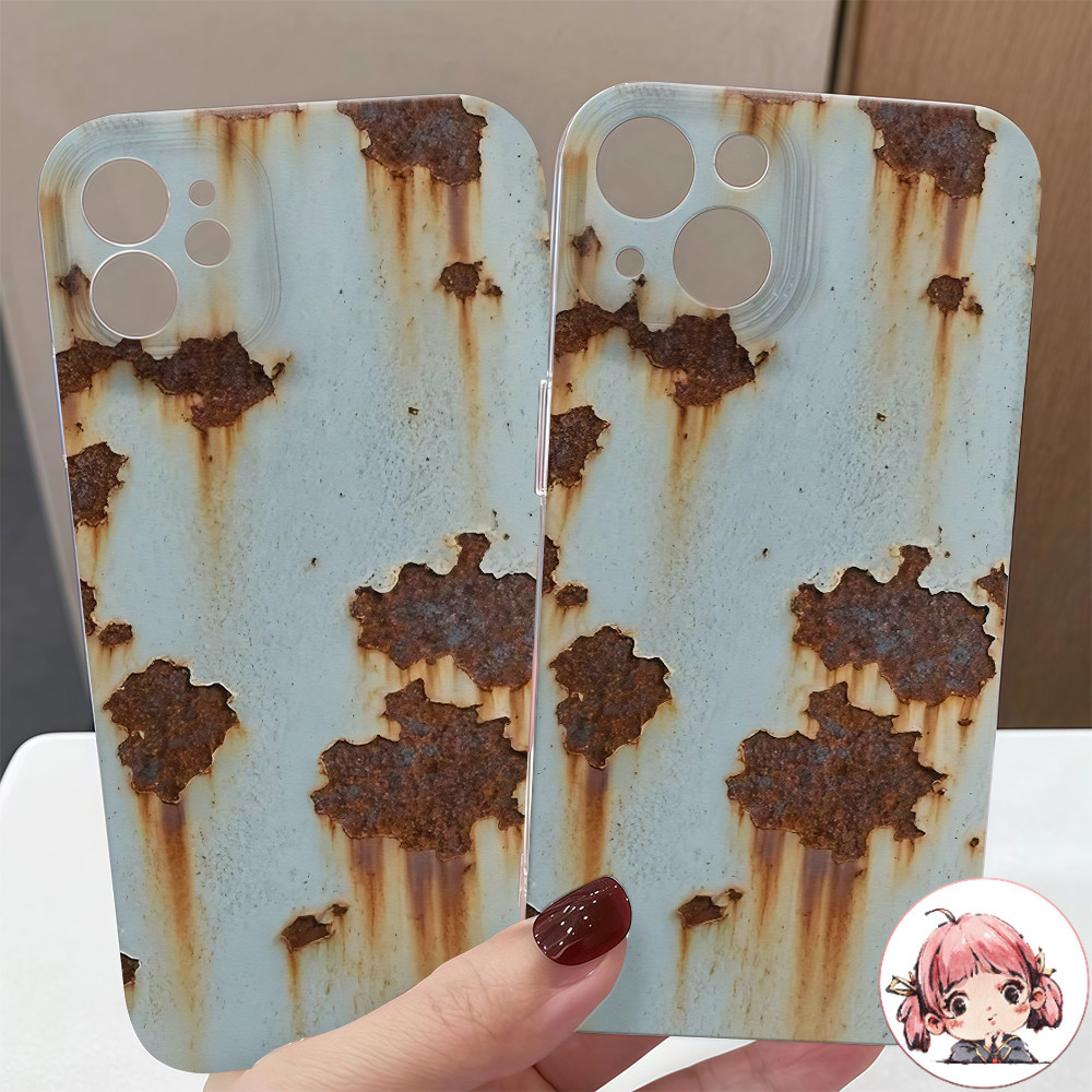 จัดส่งทันที เคสไอโฟน14 ลายสนิม สีดำไล่อ่อน เคสมือถือครอบใส For IPhone 11 13 12 14 15 16 Pro 8 7Plus X XR XS Max SE2020