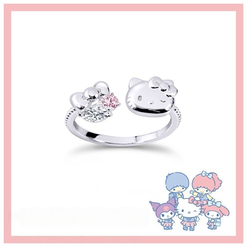 Sanrio Preppy Mix Series แหวน Hello Kitty การ์ตูนหวานหรูหราการออกแบบสร้างสรรค์แหวนระดับไฮเอนด์