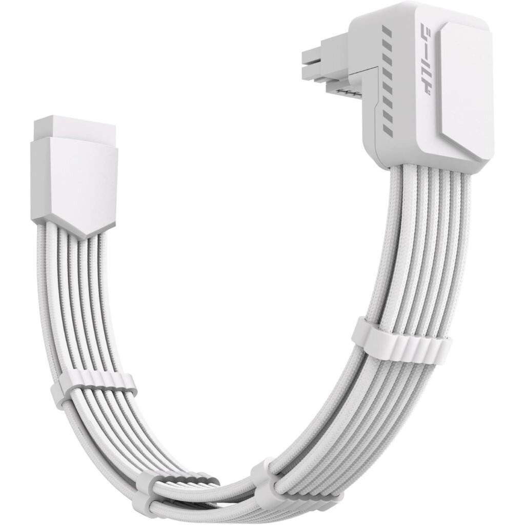 (รองรับ RTX 4-5000 Series) EZDIY-FAB Shield PCIE 5.1 GPU Extension Cable (ฺWhite) with 90 Degree 12V