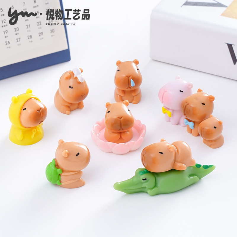 เครื่องประดับ Capybara น่ารัก Creative DIY ภูมิทัศน์ขนาดเล็กตกแต่งรถงานฝีมือของขวัญสําหรับเด็ก