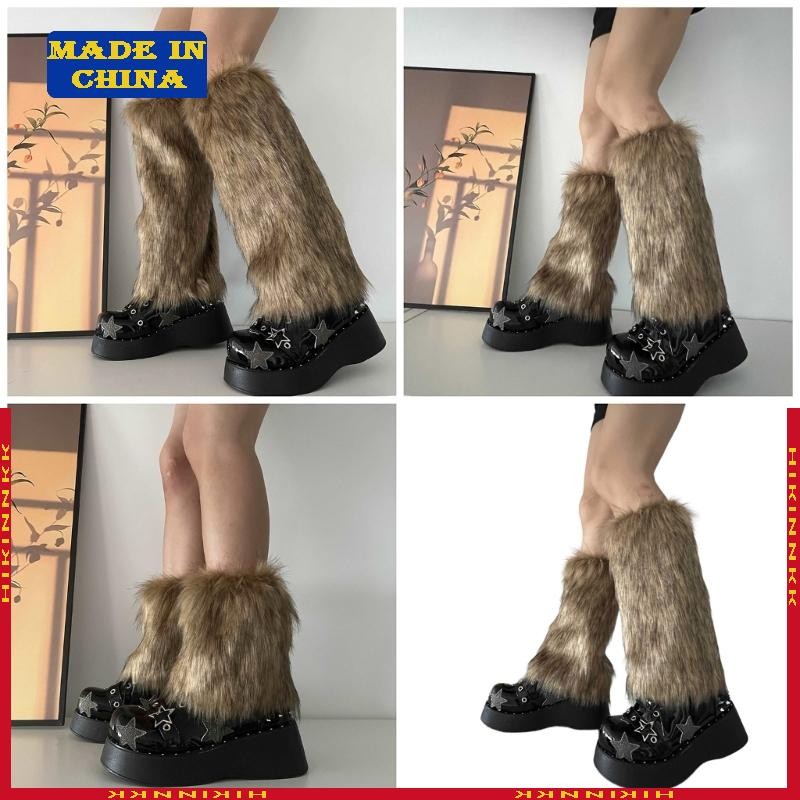 Leg Warmer Women Faux Furs Fuzzy Long Boots Shoes Cuffs Cover Warm Furry Costume