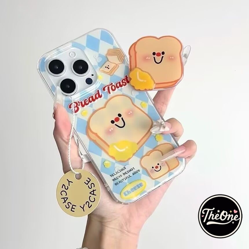 🎈TheOne🎈อีโม ขนมปังปิ้ง น่ารัก เคสไอโฟน16 สำหรับ IPhone14 15 16 11 12 13Pro Max 7 Plus 8 Plus XR X XS Max 15 16 Plus เคส