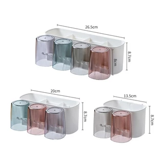 ชั้นวางของในห้องน้ำ มีช่องวางแก้ว + ที่แขวนแปรง แปรงสีฟัน ที่เก็บของอเนกประสงค์ ไม่ต้องเจาะผนัง COD