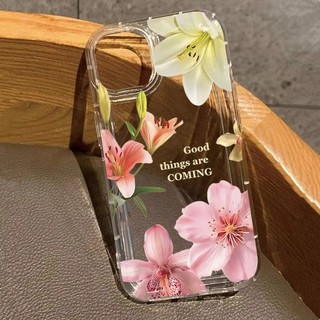สําหรับiPhone 16 15 17 Pro Max 11 13 14 12 ProสําหรับiPhone 16e 7 8 Plus XS Max X XR SE2022 ดอกไม้Lilyพิมพ์ใสกันกระแทกปกอ่อน