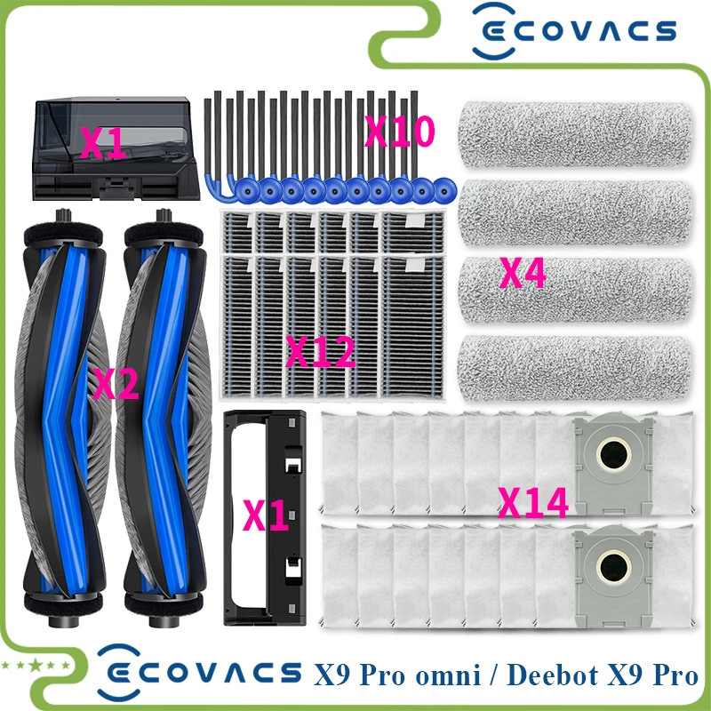 ECOVACS X9 PRO OMNI / Deebot X9 Pro อะไหล่กรองหลักแปรงด้านข้าง Roller Mop ถุงเก็บฝุ่น
