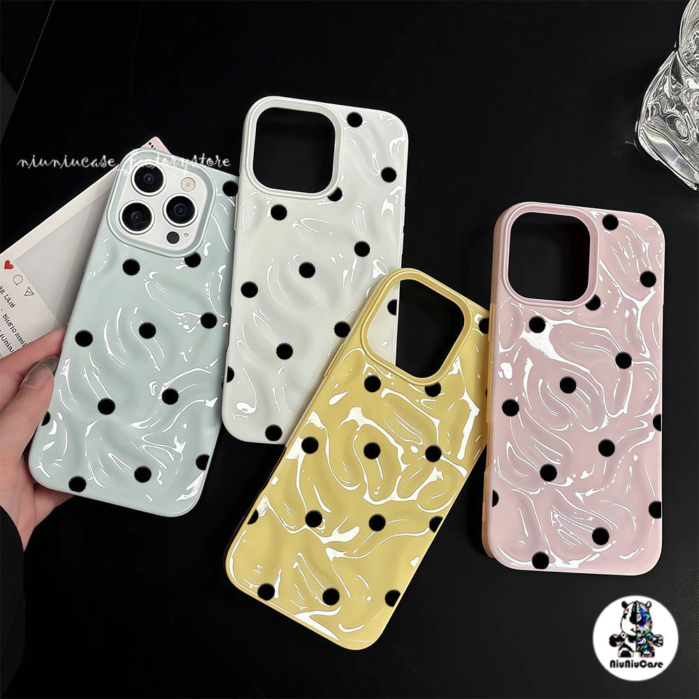 For IPhone 16 15 14 13 12 11 Pro Max X XR XS Max 7 8 Plus Simple Polka Dots เคสโทรศัพท์การ์ตูน เคสไอโฟน13 Soft TPU Case thumbnail 9