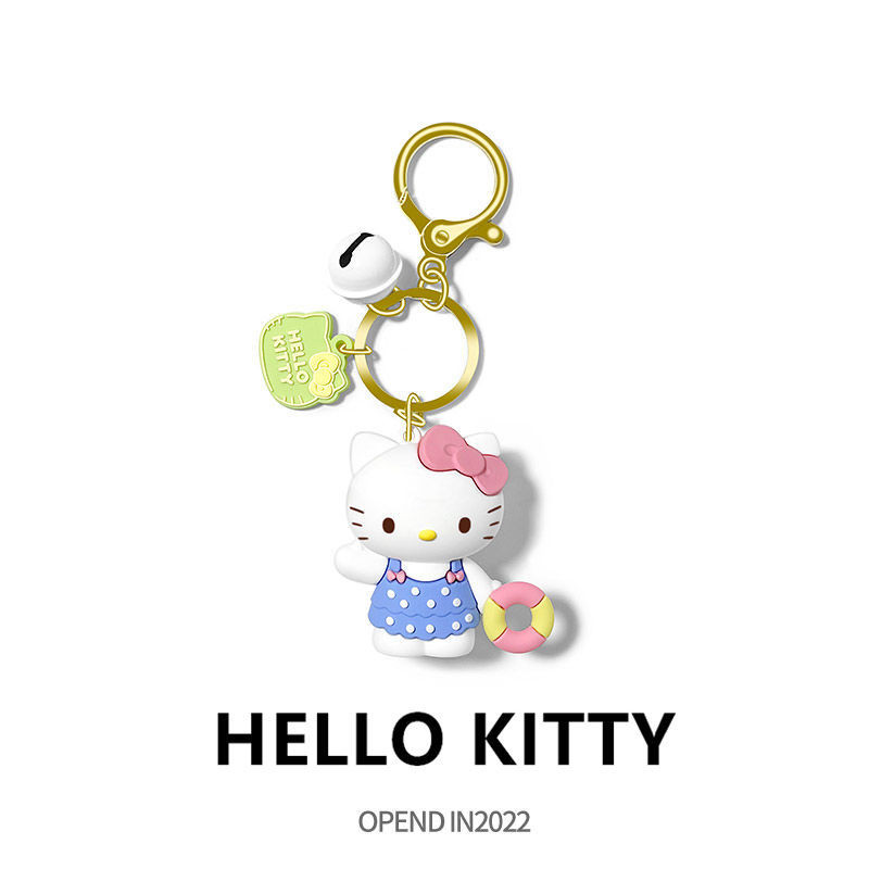 Hello Kitty น่ารัก พวงกุญแจ Creative พวงกุญแจรถจี้การ์ตูน Hello Kitty พวงกุญแจรถ