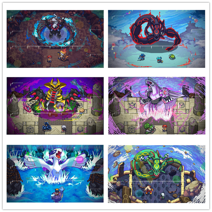60x35x0.2 ซม.อะนิเมะ Pokemon เกม PTCG อุปกรณ์เสริมการ์ด PlayMat Retro GB Pixel Series Giratina Rayquaza Lugia คอลเลกชันของขวัญของเล่น
