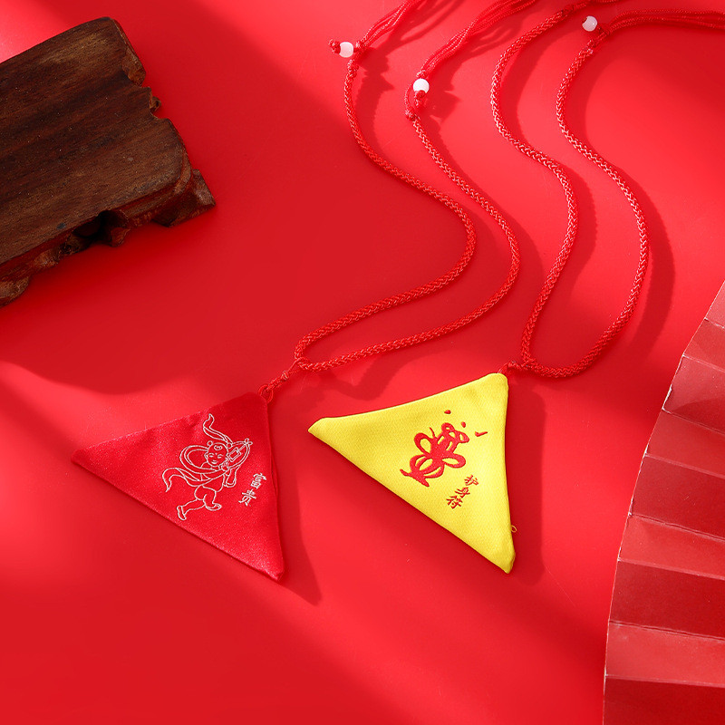 三角袋พระ福袋袋子角小小小孩子袋可爱小香包ถุงยันต์สามเหลี่ยมถุงโชคดีถุงยันต์ห้อยคอสําหรับเด็กเด็กเด็กติดตามS3GfV7mycz3my