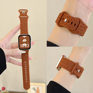 สายแกะสลักซิลิโคน for iWatch Apple Watch Ultra/SE 3 2 Series 11 10 9 8 7 6 5 4 3 49มม. 46มม. 45มม. 41 44 40มม. 42มม. 38