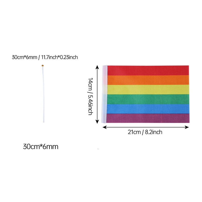 ธง หลากหลายทางเพศ ธงสีรุ้ง สีรุ้ง ขนาดเล็ก แบบพกพา สําหรับตกแต่งปาร์ตี้ 10 ชิ้น - รูปที่ 2