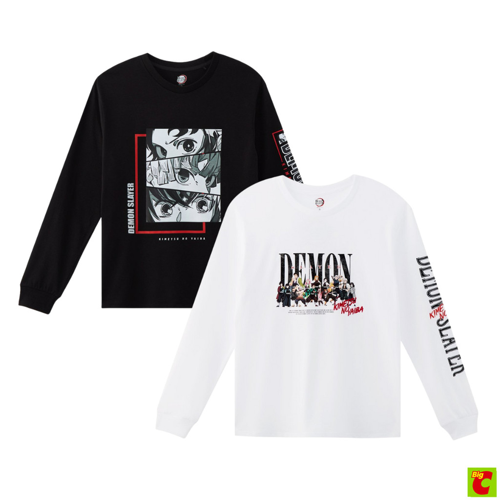ดาบพิฆาตอสูร เสื้อยืดแขนยาวพิมพ์ลาย สำหรับผู้ชาย รุ่น FFIM25Q3YM สีดำ – โปรปัง