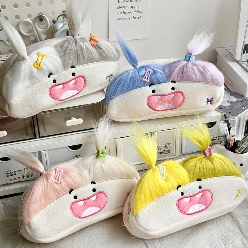 ตุ๊กตาขนยาวตุ๊กตาดินสอกรณี ทําเอง น่ารักถุงเก็บสร้างสรรค์กล่องเครื่องเขียนwj813