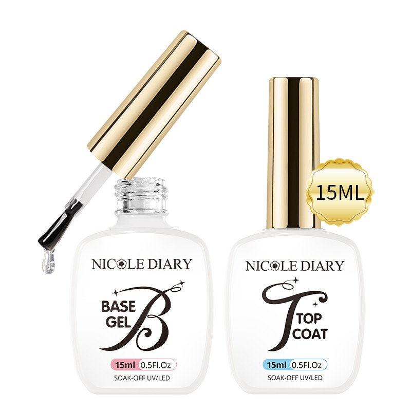 NICOLE DIARY 15ml เล็บ Top Coat ฐานเจลโปแลนด์ฟังก์ชั่นเจลเล็บ Primers เจลขัดเล็บกึ่งถาวรเล็บอุปกรณ์