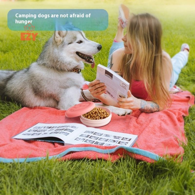 EZY 1 ชิ้นสัตว์เลี้ยงชามเดินทางสัตว์เลี้ยงกลางแจ้งแบบพกพาสุนัขชามอาหารกล่องขนมมัลติฟังก์ชั่สุนัขและชามกลางแจ้งให้อาหารน้ําใหม่ - รูปที่ 3