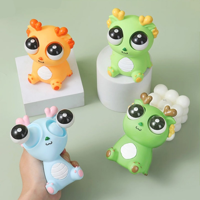 มังกรตาระเบิด ของเล่น สกุชชี่ ตุ๊กตาการ์ตูน ตุ๊กตาบีบ สกุชชี่หนึบ ป้องกันความเครียด / เคล็ดลับเด็ก ผู้ใหญ่ นิ่ม น่ารับสน