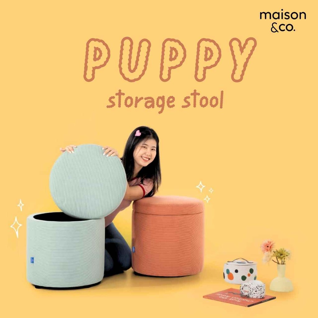 SB Design Square สตูล รุ่น PUPPY  สีส้ม (45X45X46 ซม.)  แบรนด์ MAISON&CO.