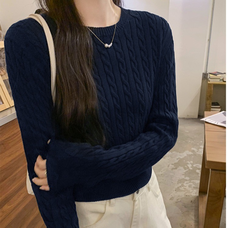 เสื้อไหมพรมแขนยาวสำหรับฤดูหนาว ออกแบบรอบคอใหม่ สวมใส่ง่ายแบบเสื้อหลวม