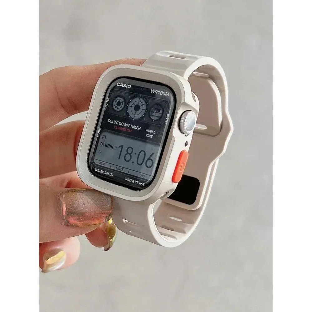 กรณี + สายซิลิโคนสร้อยข้อมือและฝาครอบสําหรับ Apple Watch Ultra 2 49 มม.44 มม.40 มม.45 มม.41 มม.I Watch Series 8 9 7 6 SE 5 4