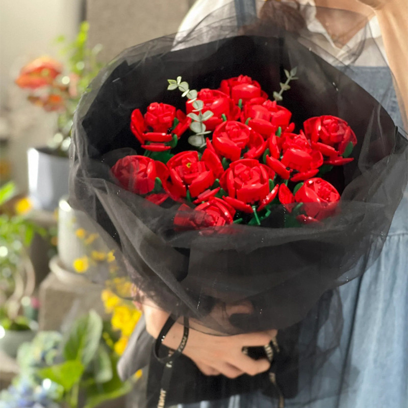 บล็อกตัวต่อ ช่อดอกกุหลาบ 🌹จัดส่งจากกรุงเทพฯ🌹ช่อดอกไม้ ดอกไม้ diy ของเล่น แต่งบ้าน ให้แฟน ของขวัญ ของขวัญวันวาเลนไทน์