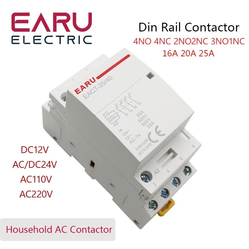 ✭4P 16-25A AC 220V 230V 50/60Hz Din Rail Household AC Modular Contactor Switch Controller 4NO 4NC 2N