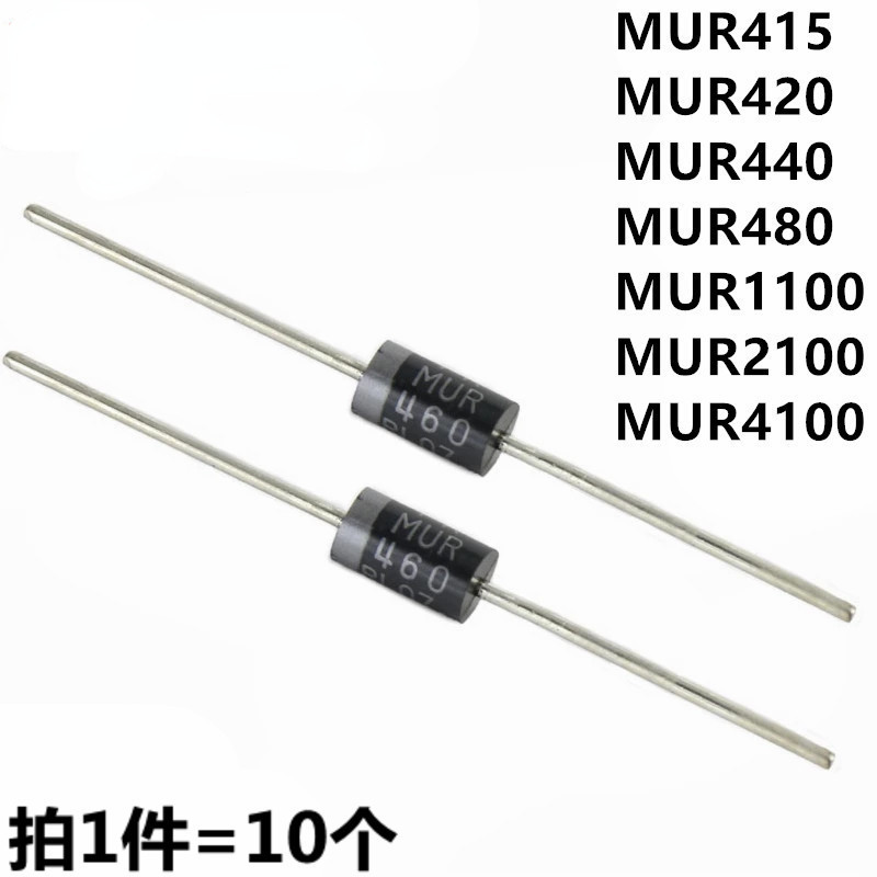 Quick Recovery Diode MUR415 MUR460 MUR420 MUR440 MUR480 MUR1100 MUR2100 MUR4100 RLG ERLG 4A 150V 200V 400V 600V 800V 1000V In-line Diode ยี่ห้อใหม่พร้อมสต็อก