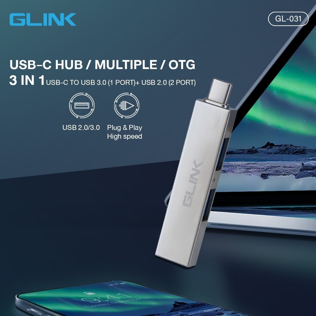 🛵มีส่งด่วน💨 GLINK GL031 (GL-031) 3 IN 1 USB-C HUB OTG USB-C TO HUB