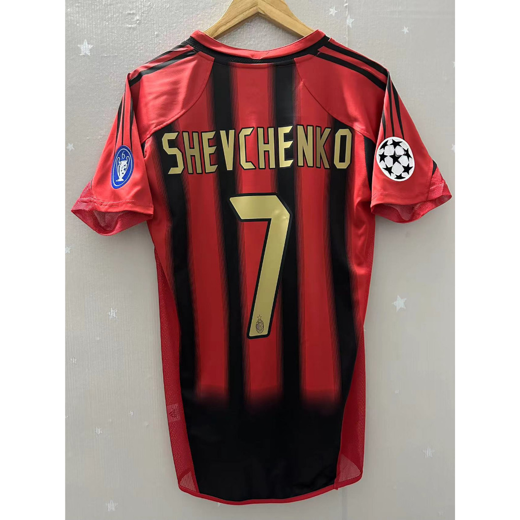 04-05 AC Milan SHEVCHENKO KAKA GTUSO คุณภาพสูง Home Retro Soccer Jersey เสื้อยืดที่กําหนดเองเสื้อฟุตบอล