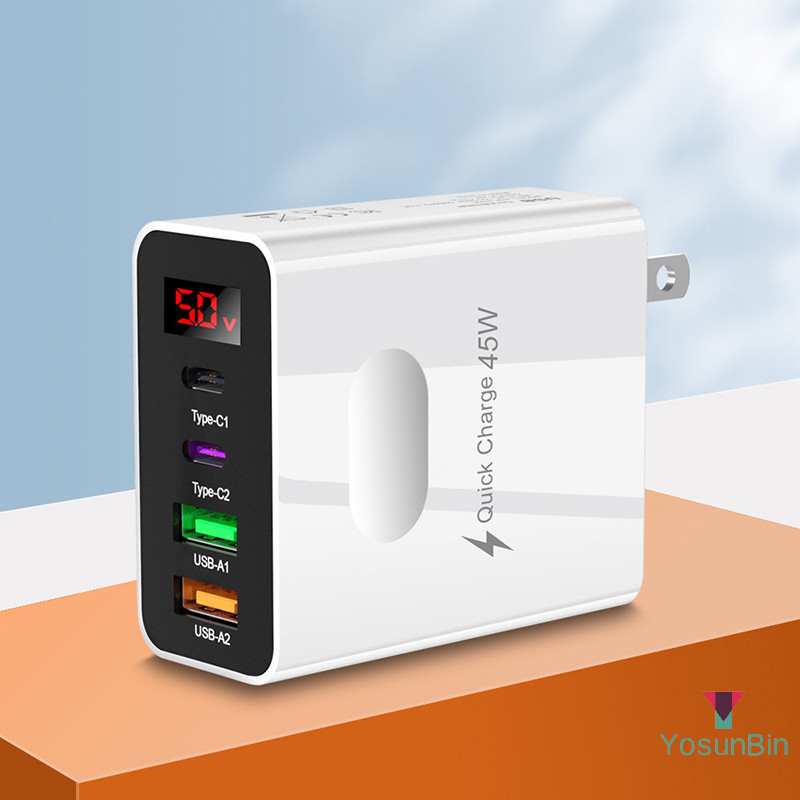 Yosunbin] 5V 3A Usb Wall Charger สําหรับ Iphone 13 12 Pro Max หน้าจอดิจิตอลจอแสดงผล 3 พอร์ต Quick Charging 3.0 Power Adapter 15W ใหม่