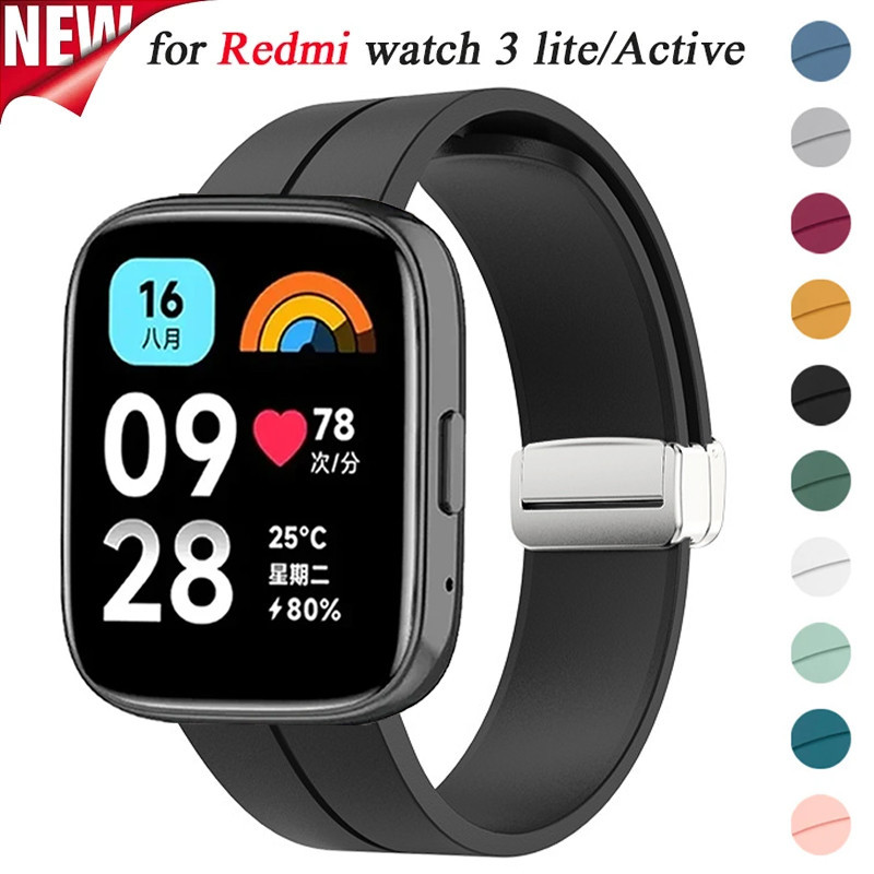 สายซิลิโคนแม่เหล็กสําหรับ Redmi Watch 3 Active 22 มม.สายรัดข้อมือสําหรับ Xiaomi Redmi Watch 3 Lite Correa สร้อยข้อมือ