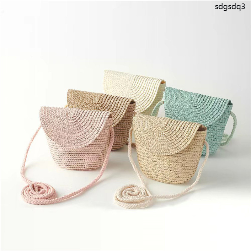 Kids Mini Cute Straw Bag simple Kids Sling Bag Strawทอ Bag Coin pouch