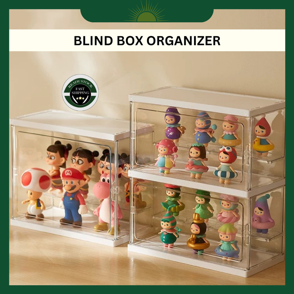 Stackable Blind Box Organizer Mystery Box Showcase Table Desk Rack Storage Kotak Display Mainan Patu