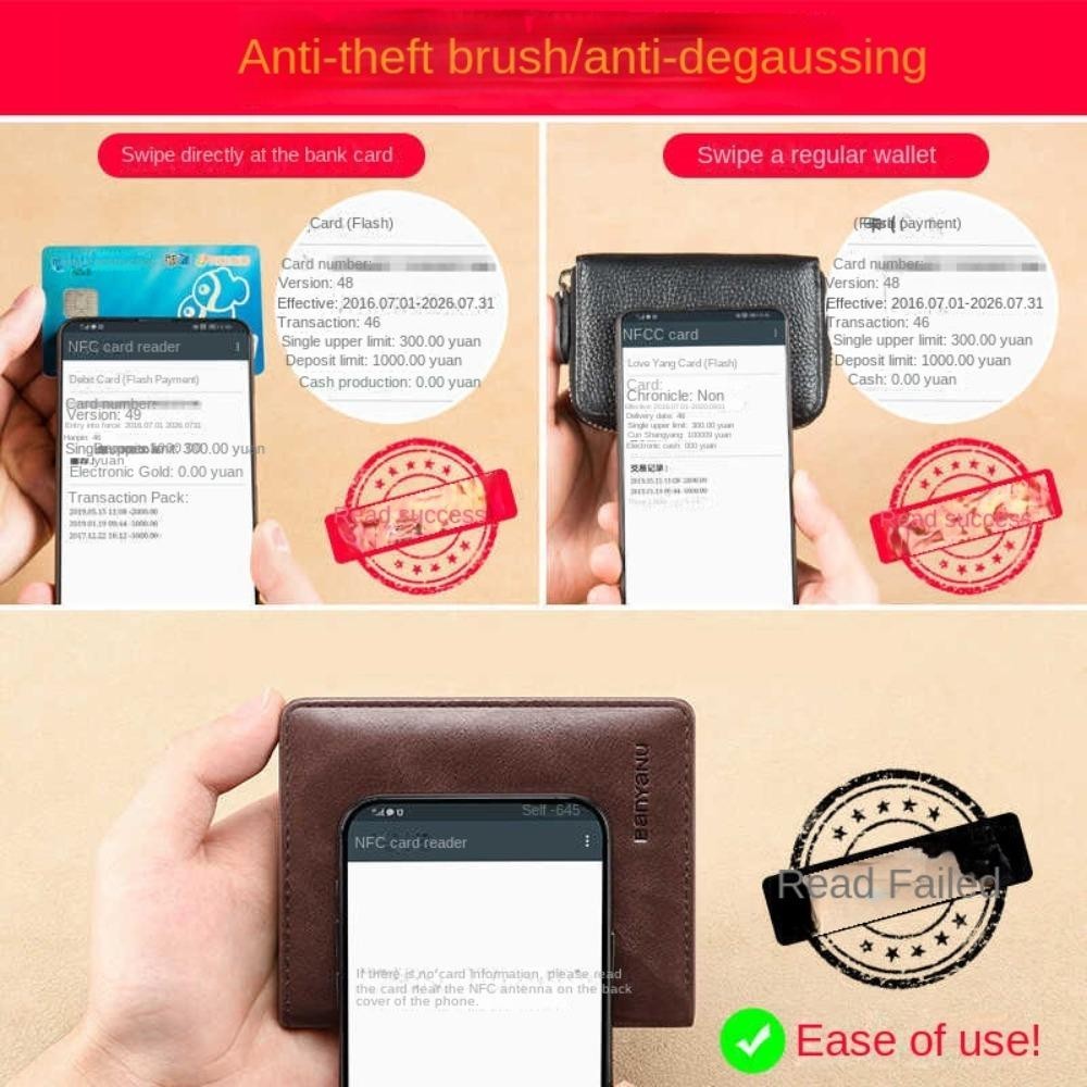 กระเป๋าสตางค์ผู้ชาย CONFIANZA กระเป๋าสตางค์ใบสั้นหนังบาง RFID Card Holder Men