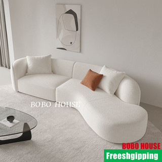 Freeshiping L Modern Curved Sofa With Handrails  Arc Shaped Living Room Small Apartment Special-Shaped Atmosphere Beige Fabric Designer Influencer Multi-Person BOBOHOUSE PBKD
