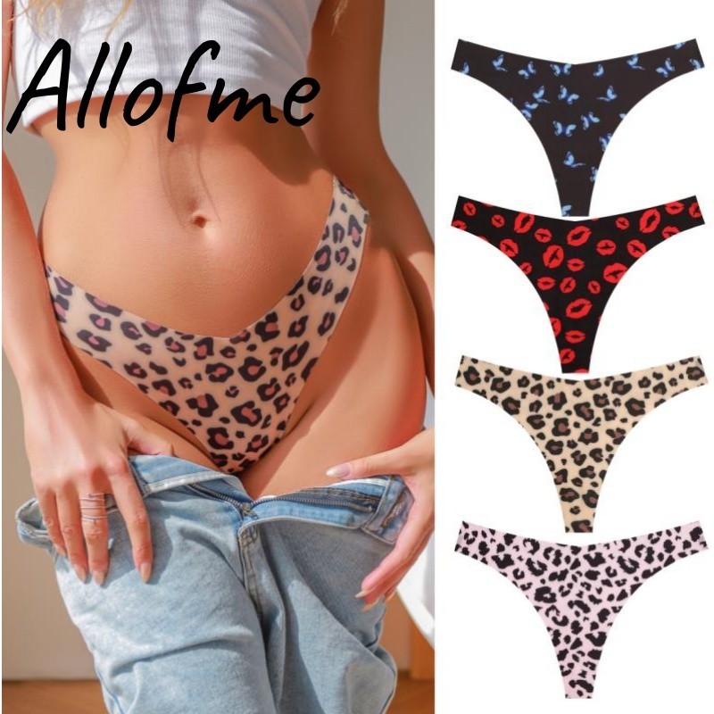 Allofme ผู้หญิงไม่มีรอยต่อและ Traceless Thongs กางเกงชั้นในพิมพ์ลายเซ็กซี่นุ่มสบ