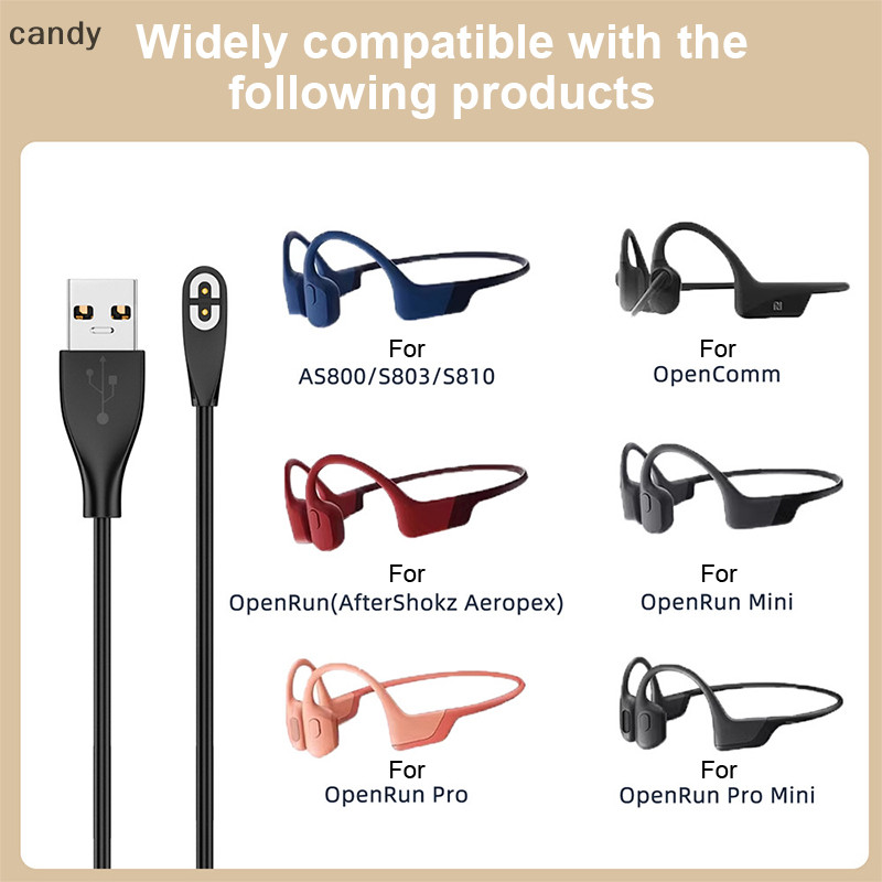 Ndy หูฟัง USB/Type-C Fast สายชาร์จสําหรับ Shokz AS800/S803/S810/OpenRun Bone Conduction หูฟังชุดหูฟังอะแดปเตอร์ชาร์จ N