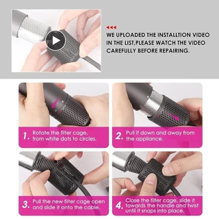 อัพเกรดไดร์เป่าผมกรองปกเข้ากันได้สำหรับ Dyson Supersonic HD01 hd03 hd08รุ่น, เครื่องเป่าผมกรองกรองด้วยกรองทำความสะอาดแปรงอะไหล่ (สีเทา)