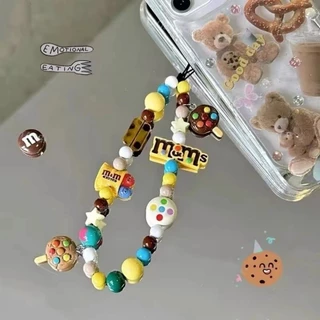 การ์ตูนน่ารักสร้อยข้อมือ 3D ตุ๊กตา SpongeBob SquarePants M เชือกถั่วพวงกุญแจหูฟังบลูทูธจี้เหมาะสําหรับโทรศัพท์มือถือทุกยี่ห้อและรุ่น