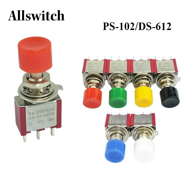 Toggle Switch DS-612 PS-102 3Pin C-NO-NC 6mm MTS-102M PS102 Mini Momentary สวิตช์ปุ่มกดกลับอัตโนมัติ