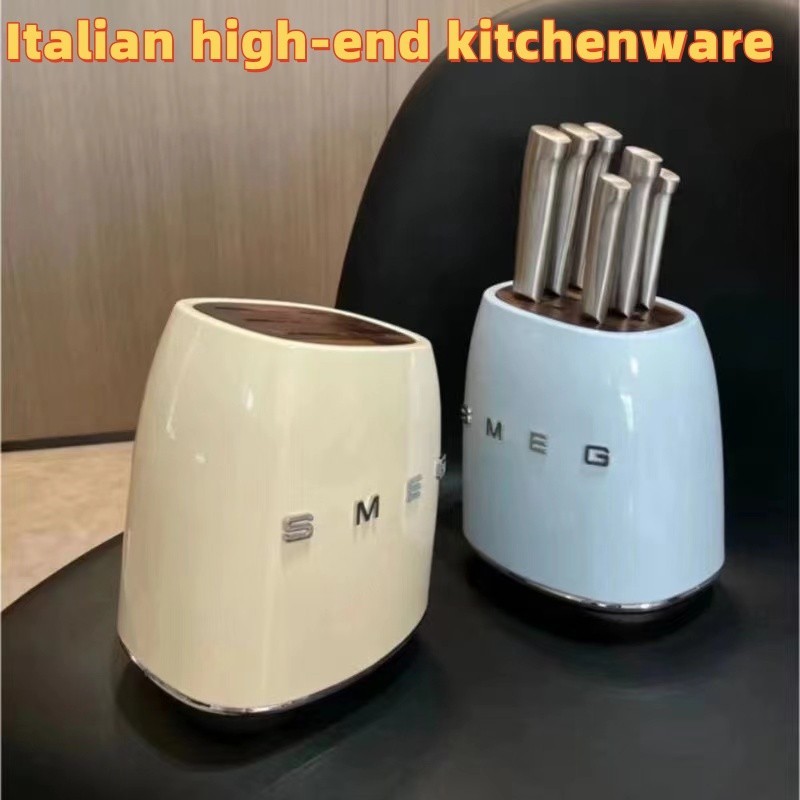 7-piece Props combination setItalian high-end kitchenware Smeg Including knife holder and 6 knives