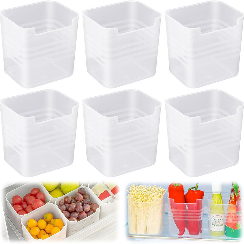 กล่องเก็บของในตู้เย็นประตูด้านข้าง - กล่องถนอมอาหารโปร่งใส - Kichen Sundries Organizer - กล่องเก็บอาหารสด - Egg Anti Drop Storage Crisper