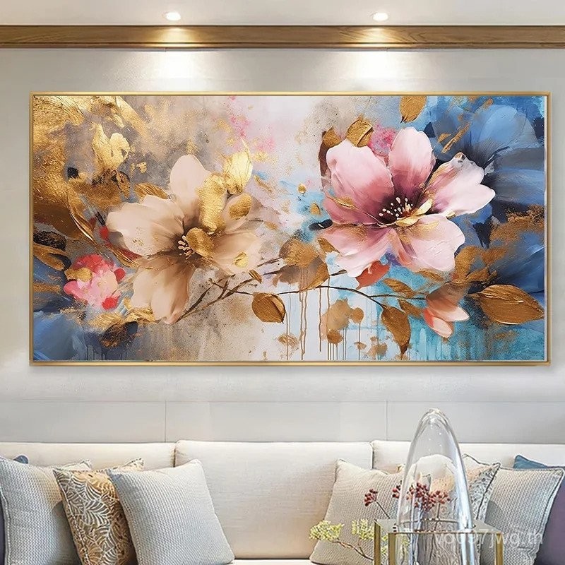 HE Castle Decor-ภาพวาดผนังกวางสีทองพร้อมกรอบขนาดใหญ่ Wall Art สำหรับห้องนั่งเล่นห้องนอนห้องรับแขกโรงแรม-VTO7กรอบไม้