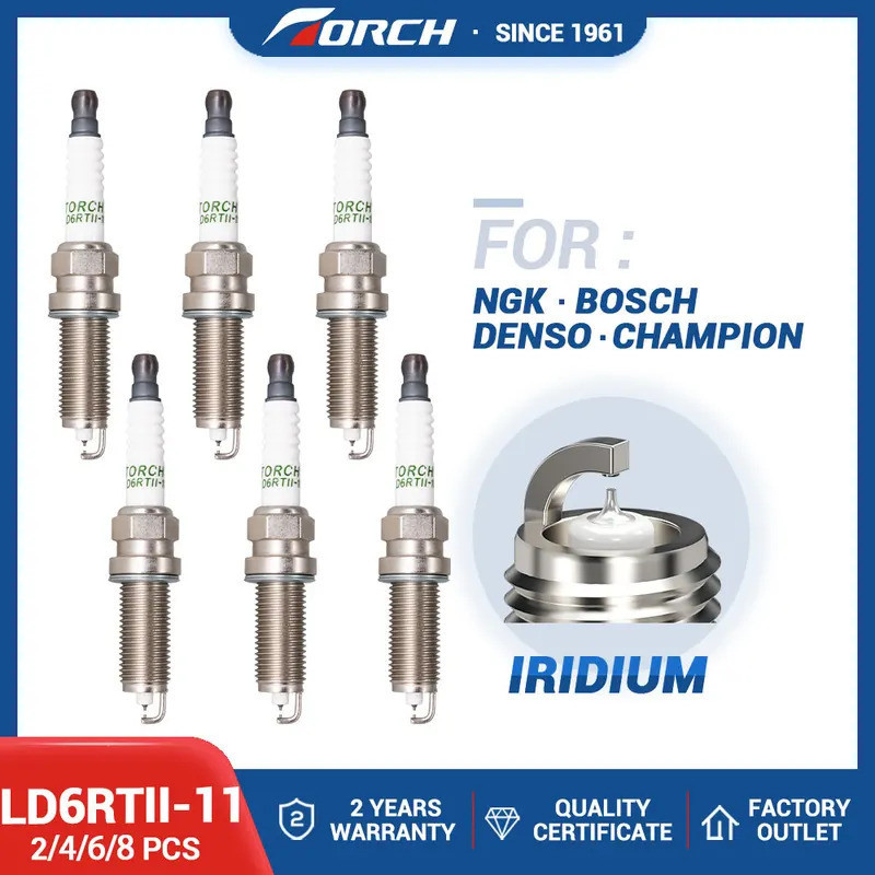 2-8PCS หัวเทียนอิริเดียมคู่ LD6RTII-11 เทียนแทนที่สําหรับ DILKAR6A11 NISSAN 22401-EW61B 22401-EW67B 